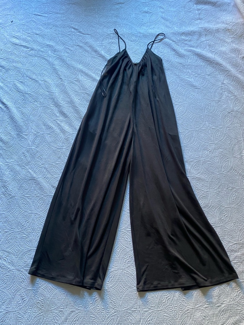 Massimo Dutti Black Wide‑Leg Spaghetti‑Strap Jumpsuit